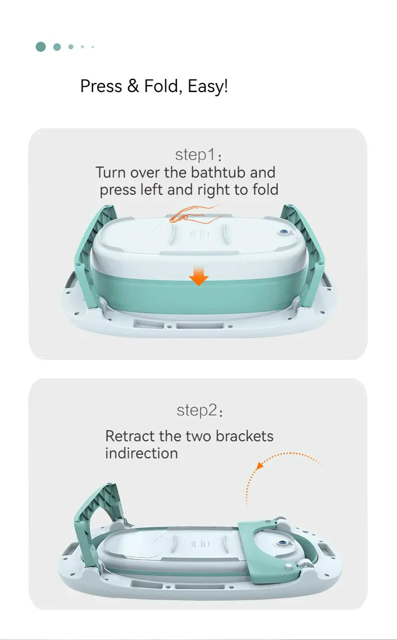 Foldable Bath Tub for Newborn, Baby & Kids With Thermometer-Grey