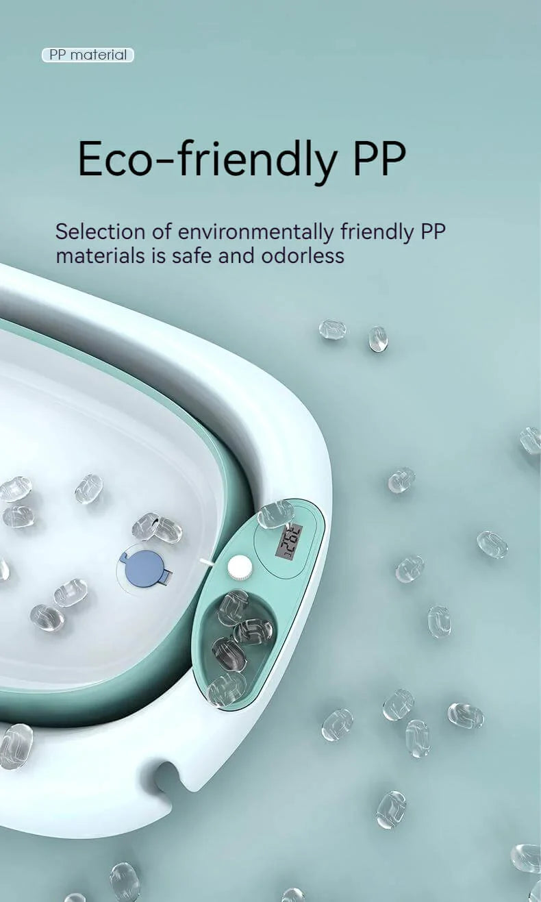 Foldable Bath Tub for Newborn, Baby & Kids With Thermometer-Grey