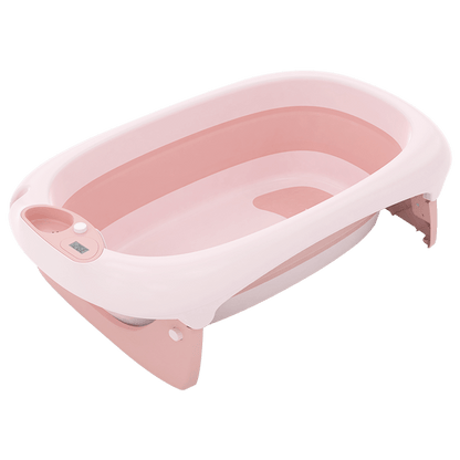 Foldable Baby Bath Tub & Soft Drying Bath Seat -Pink