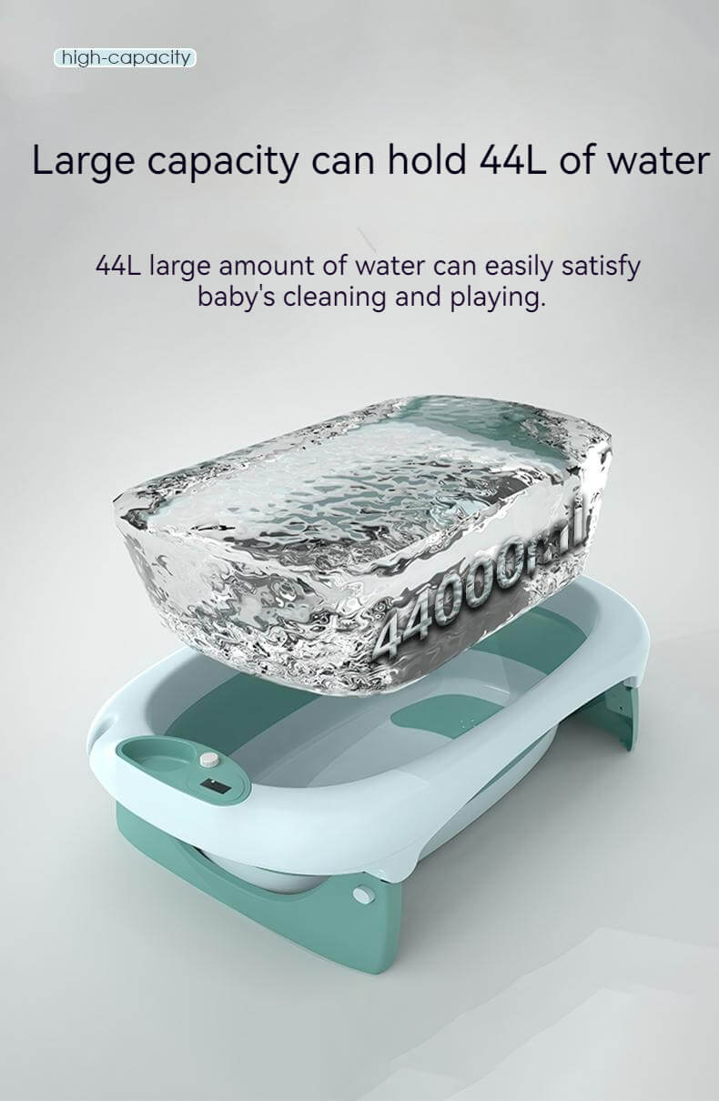 Foldable Bath Tub for Newborn, Baby & Kids With Thermometer-Grey