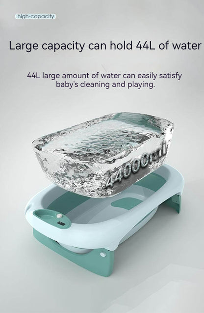 Foldable Bath Tub for Newborn, Baby & Kids With Thermometer-Grey