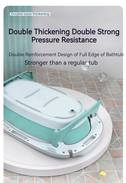 Foldable Baby Bath Tub & Soft Drying Bath Seat -Pink