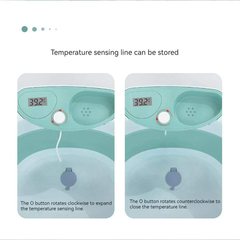 Foldable Bath Tub for Newborn, Baby & Kids With Thermometer-Grey