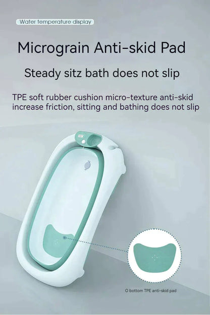 Foldable Baby Bath Tub & Soft Drying Bath Seat -Grey