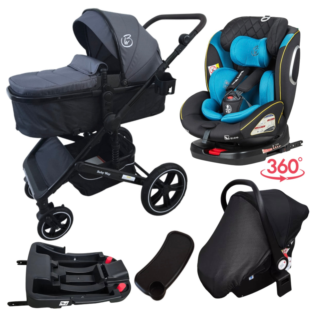 Preorder - Supra Sapphire Bundle - 4in1 Stroller Buggy + Bassinet + Capsule with ISOFIX Base Combo with 360 GoldSpin Rotating Convertible Car Seat