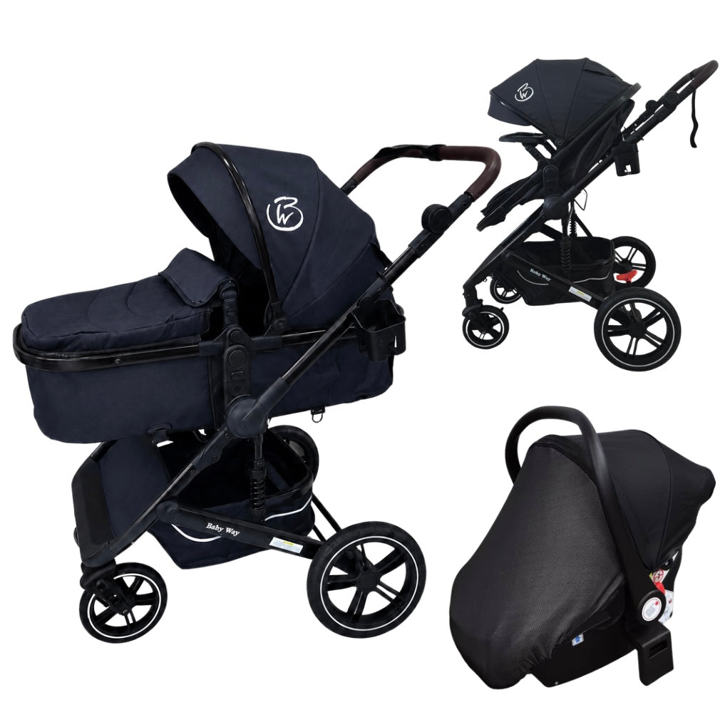 Evolve X - 3in1 Stroller + Bassinet + Capsule Travel System with Sunshade Sets and Food Tray