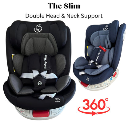 The Slim: 360 Rotation Convertible Car Seat with Double Head & Neck Support