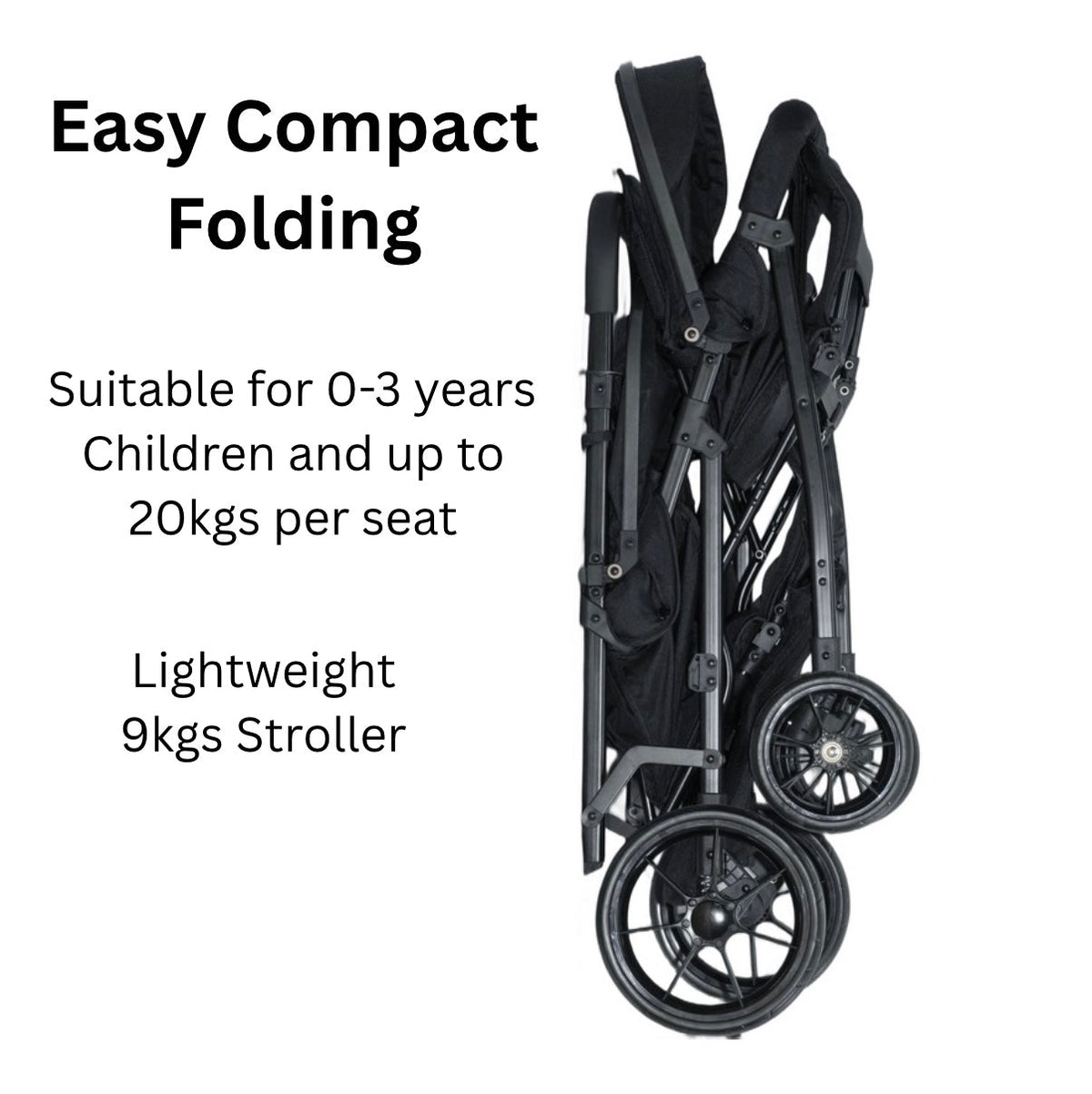 Preorder - Duo Lite - Tandem Twin Compact Double Stroller with Rain Cover