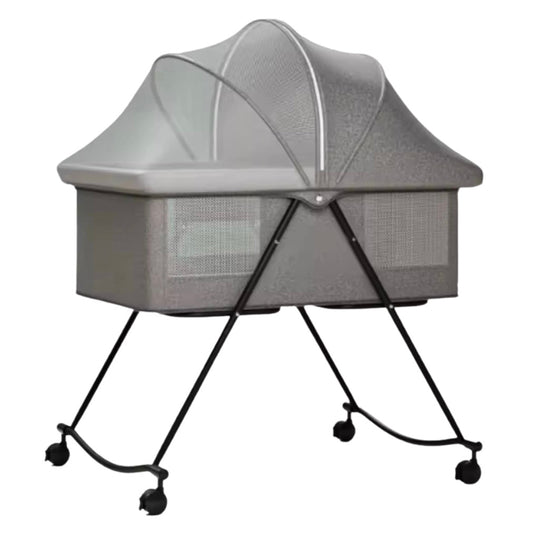 Luna Portable Compact Folding Baby Bassinet with Canopy and Locking Wheels