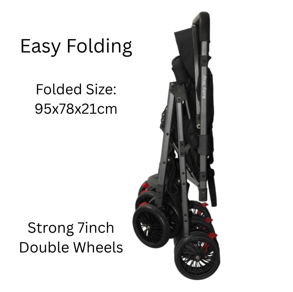 Preorder - TwinGo Black 2-Way Folding Compact Double / Twin Stroller + Rain Cover