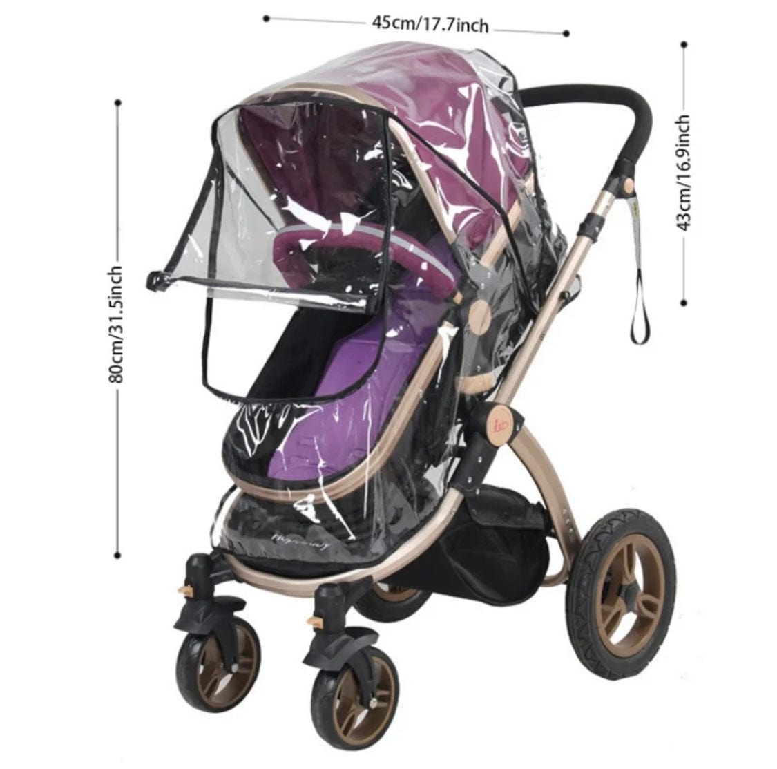 Universal Fit Transparent Stroller Rain Cover with U-Shaped Zipper