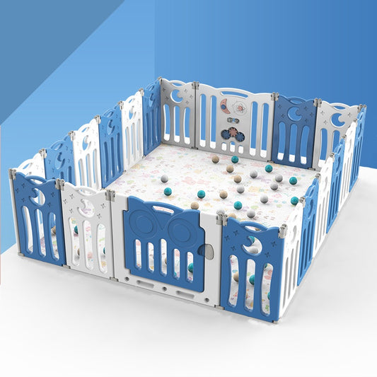 Foldable Baby Playpen 18 Panels – Blue Safety Play Fence for Babies