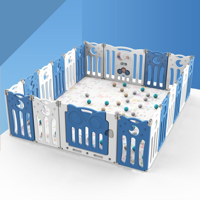 Foldable Baby Playpen 18 Panels – Blue Safety Play Fence for Babies