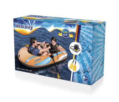 185x97cm Two Persons Inflatable Kayak with Oars, Pump, Repair Patch