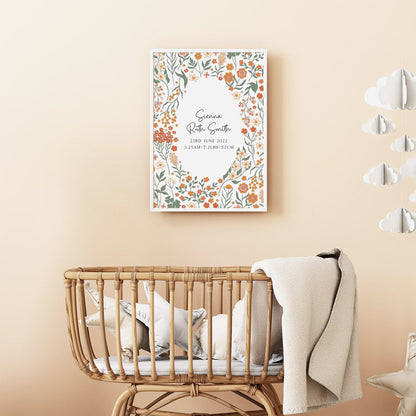 Wall Print |  Garden Bloom Birth Detail Keepsake Print