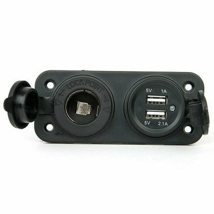 12V Car Cigarette Lighter Socket 2.1A Dual USB Charger Power Outlet