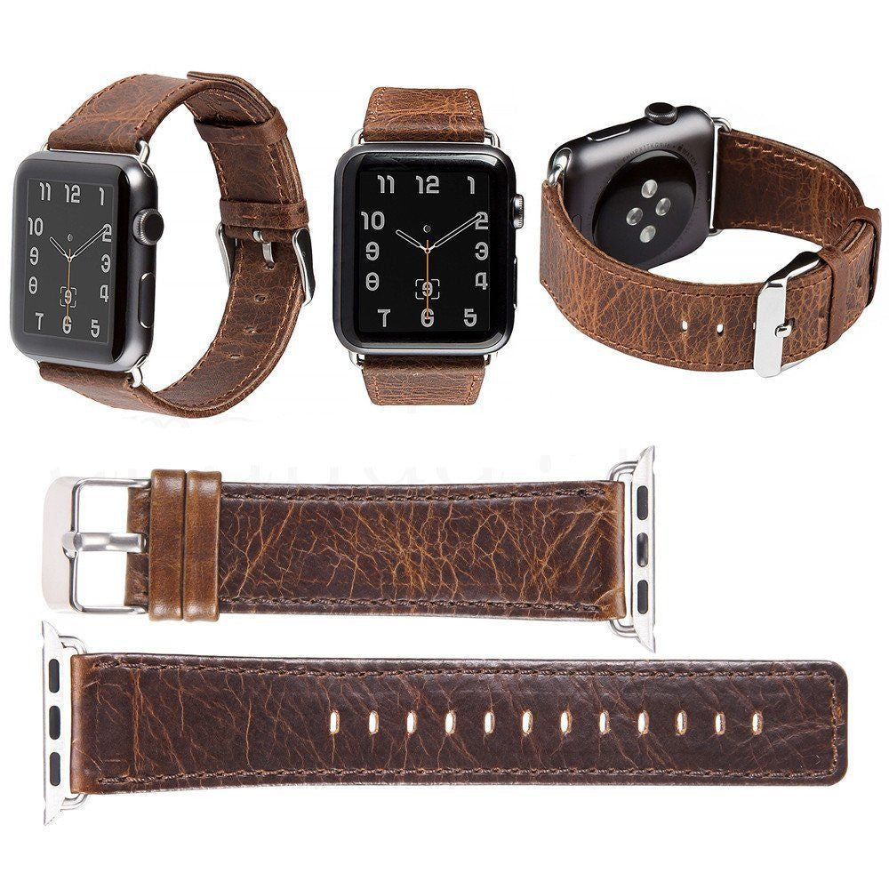42mm 44mm 45mm 46mm(Series 10) 49mm Genuine Leather Wrist Band Strap For Apple Watch - salelink.co.nz