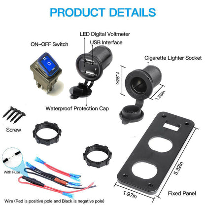 Toggle Switch Four Functions Panel for Car RV Truck Vehicles Blue