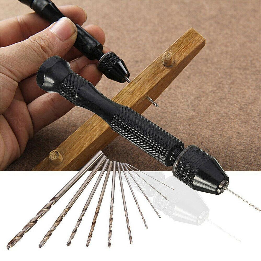 20pcs Mini Hand Drill Vise Twist Bits Pin Hand Precision Woodworking Set Rotary Tools