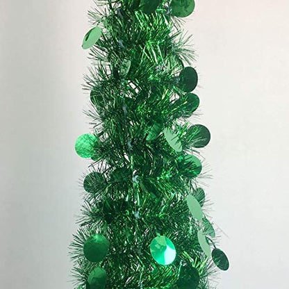1.5M Collapsible Christmas Tinsel Tree Pop Up Artificial Xmas Tree with Easy Assembly Stand