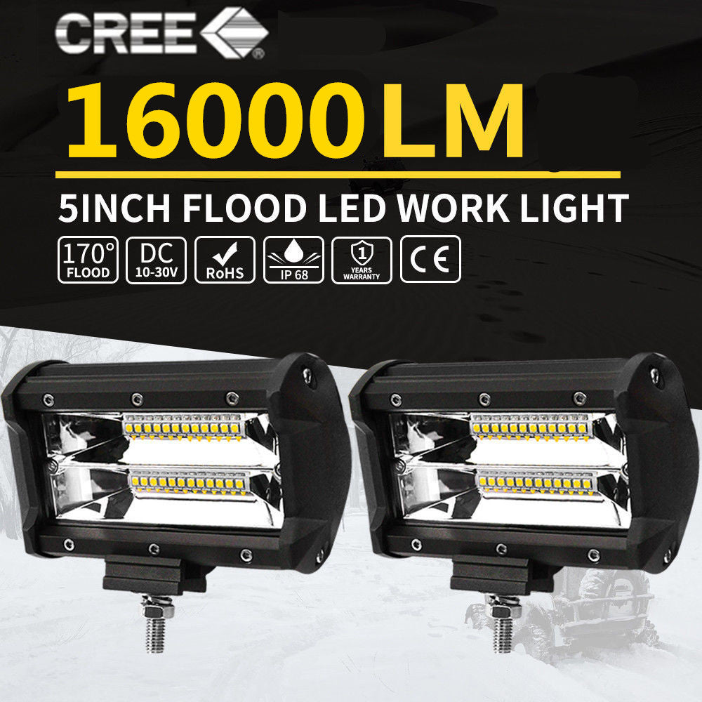 2X 5inch LED Work Driving Light Bar Flood Beam Offroad Boat Truck 12V 24V - salelink.co.nz