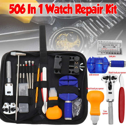 506pcs Watch Repair Tool Kit Back Case Opener Remover Spring Pin Bars Watchmaker
