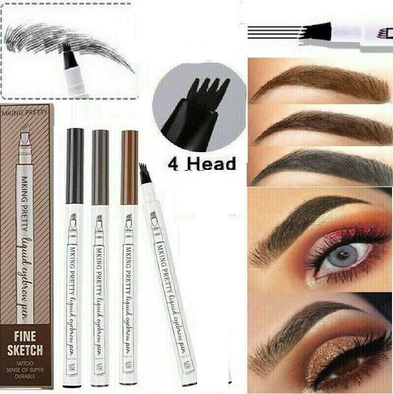 #1 Chestnut Waterproof Music Flower Liquid Eyebrow Pencil with Four Tips Brow Tattoo Pen