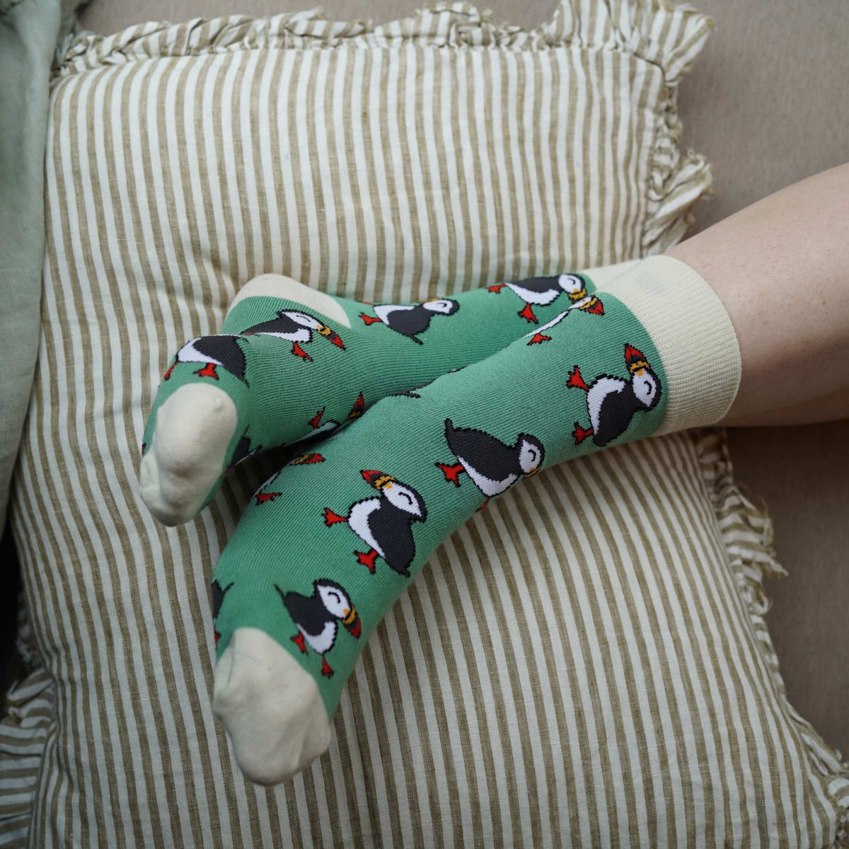 Save the Green Puffin Bamboo Socks