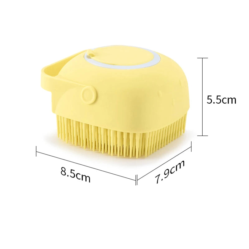 Soft Silicone Massage Brush for Dogs & Cats with Soap Dispenser