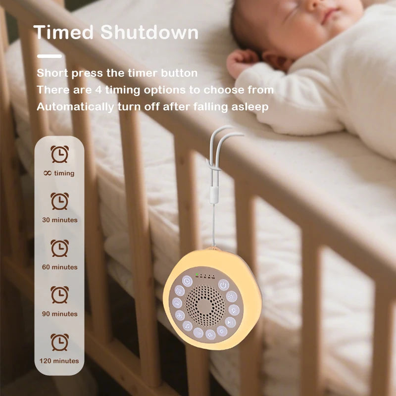 Portable White Noise Machine with Colourful Night Light & Soothing Sounds