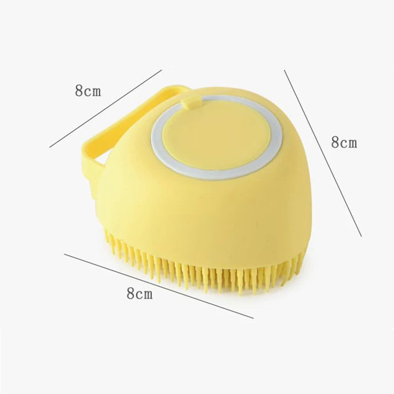 Soft Silicone Massage Brush for Dogs & Cats with Soap Dispenser