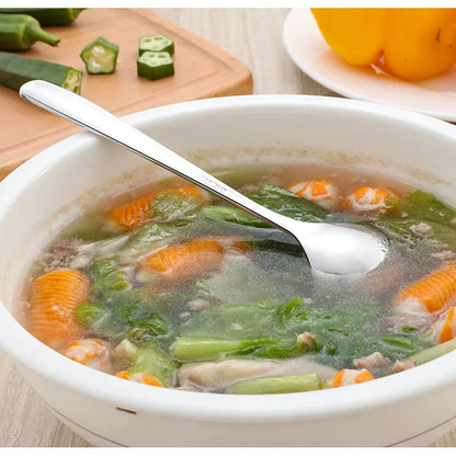 Korean Stainless Steel Soup Spoon – Long Handle Deep Bowl Spoon for Hot Pot & Noodles