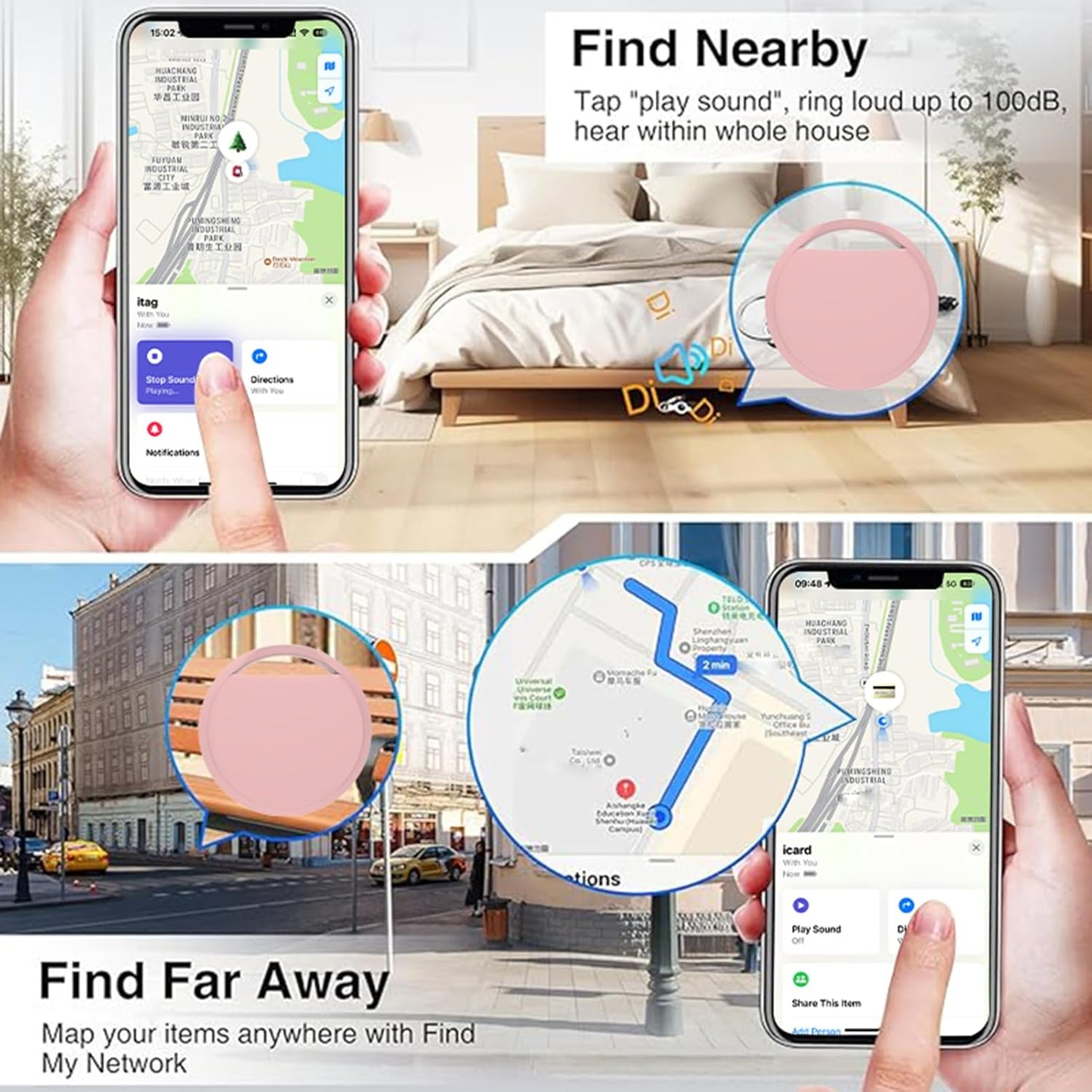 Mini GPS Tracker Air Tag Find My Compatible Smart Key Locator
