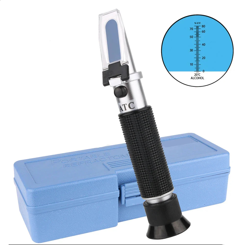 Digital Refractometer 0–80% Brix/Alcohol/Glycol Portable Handheld ATC Meter