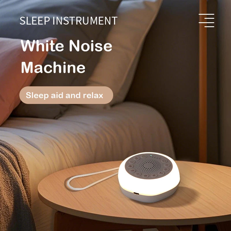 Portable White Noise Machine with Colourful Night Light & Soothing Sounds