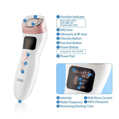 Mini EMS & RF Facial Massager – Multi-Function Skin Care Device for Face, Neck & Jawline