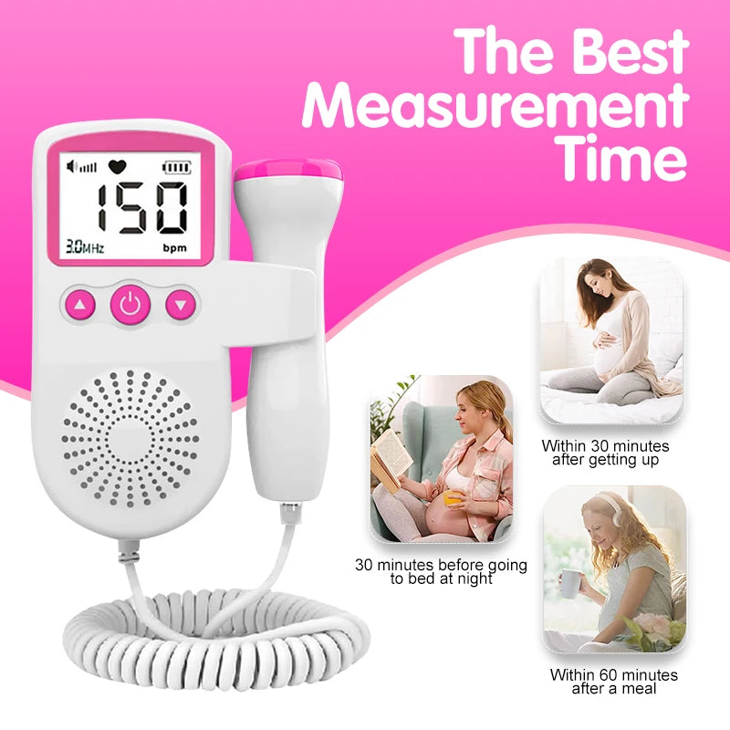 Fetal Doppler Baby Heart Monitor – LCD Display Pregnancy Heartbeat Detector