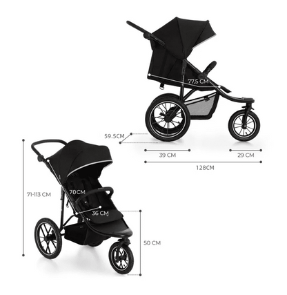 Newborn Pram – EasyGo 2+ Three Wheel Stroller (Black)