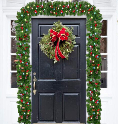 2.7M Christmas Garland with Lights Rattan Artificial Decoration