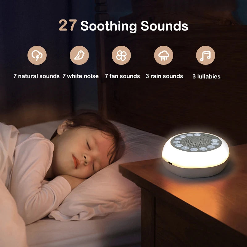 Portable White Noise Machine with Colourful Night Light & Soothing Sounds