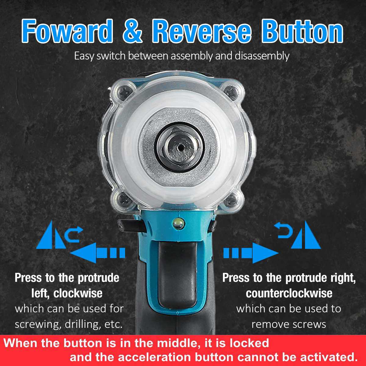 Electric Impact Wrench 1/2 Socket Cordless fit Makita 18V Battery