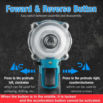 Electric Impact Wrench 1/2 Socket Cordless fit Makita 18V Battery