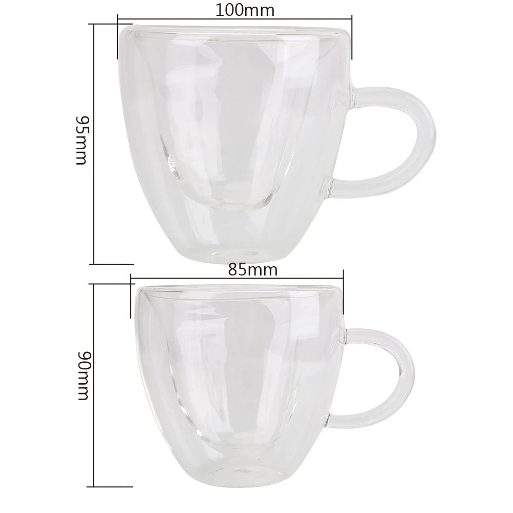 Double-Wall Heart Glass Mug – Insulated Love-Shaped Coffee & Tea Cup