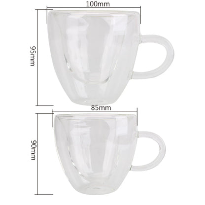 Double-Wall Heart Glass Mug – Insulated Love-Shaped Coffee & Tea Cup