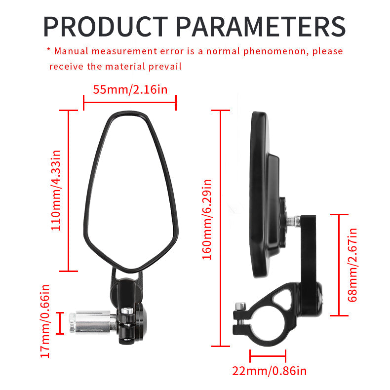 Motorcycle Bar End Mirrors Motorbike Rearview Mirror
