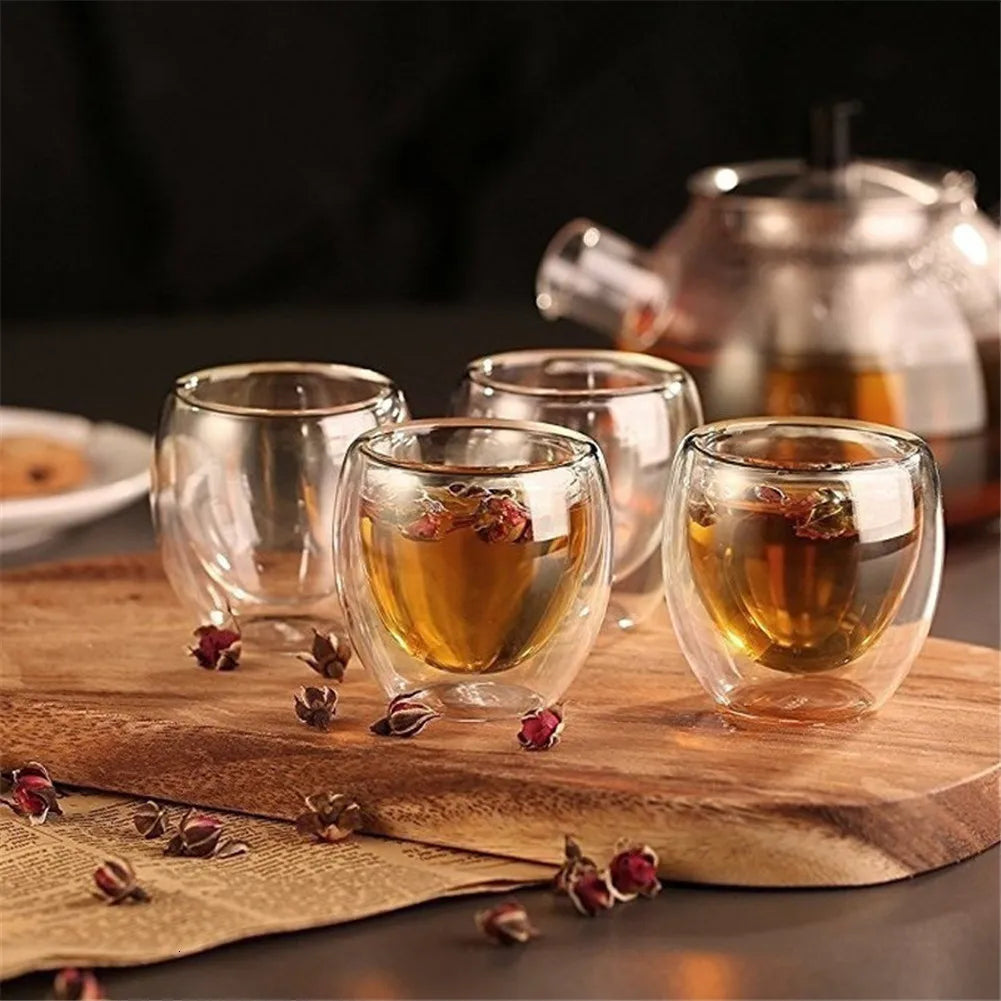 Double-Wall Glass Espresso Cup – Handmade Insulated Coffee & Tea Mug