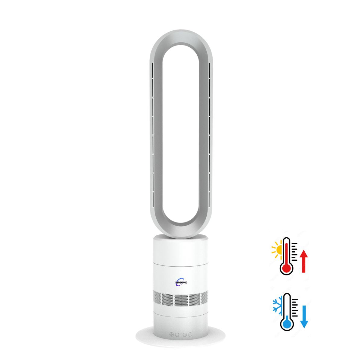 Bladeless Fan Heater NZ – 2-In-1 Hot & Cool Tower Fan | ClimateMaster | Silver/White