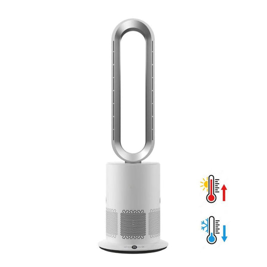 Hot and Cool Bladeless Fan with Thermostat | FusionAir Plus | Silver/White