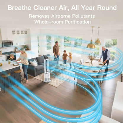 3 in 1 Hot & Cool Bladeless Fan Heater with Air Purifier | PureAir | Silver/White