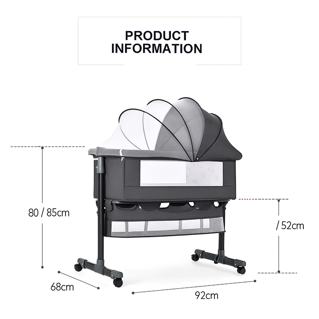 Preorder - Lucca Baby Bassinet Cradle Co-Sleeper Bed with Canopy and Storage Basket